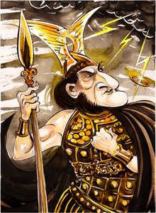 Richard Wagner come Wotan - caricatura come sovrano degli dei nel ciclo operistico L